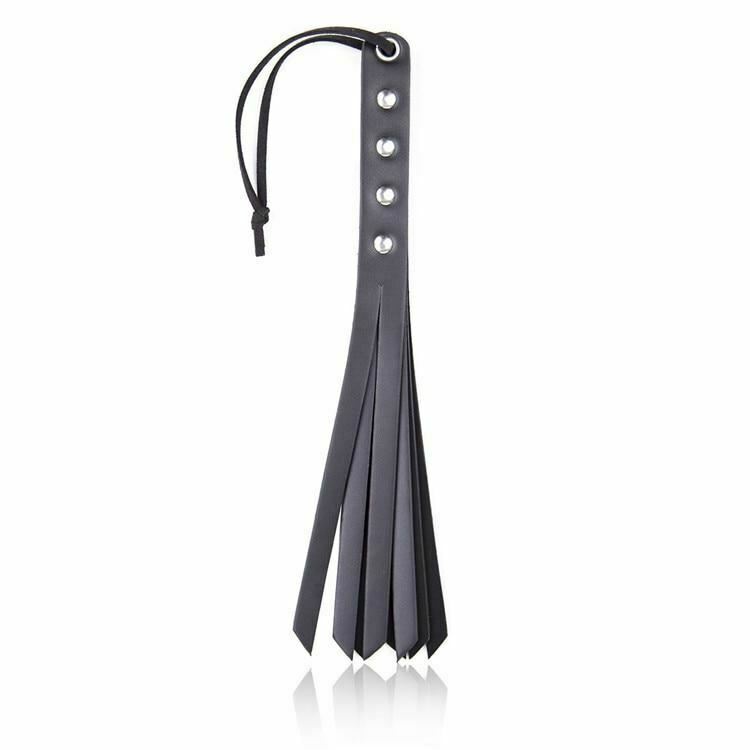 Black Pu Leather Paddle Flogger Ass Spanking Whip Bdsm Sex Toys