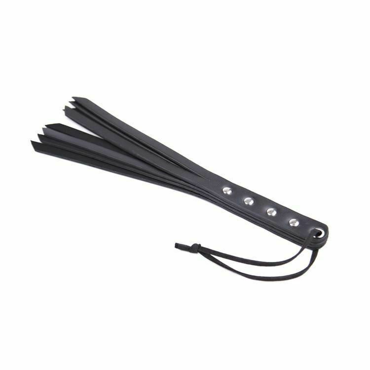 Black Pu Leather Paddle Flogger Ass Spanking Whip Bdsm Sex Toys