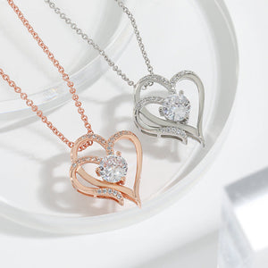 Veile Studios Zircon Double Love Necklace With Rhinestones Heart Shaped Jewelry For Women