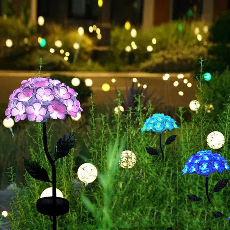 Artificial Hydrangea Flower Led Solar Light Garden Lighting