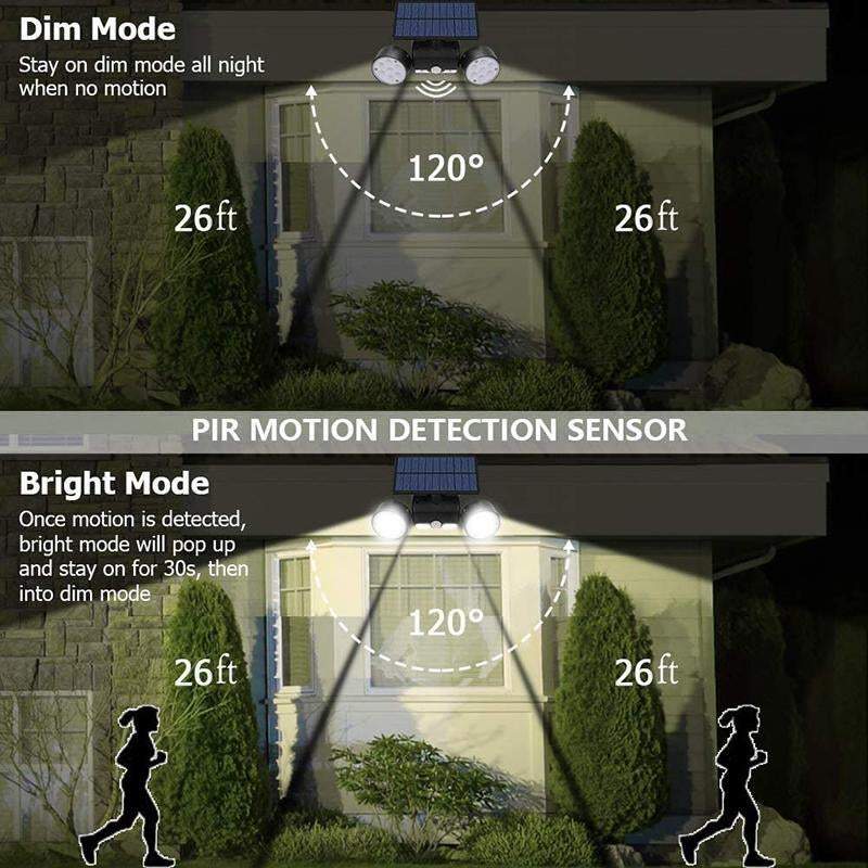 Outdoor Lamps 30 Led Rotating Dual Head Solar Sensor Garden Security Lights