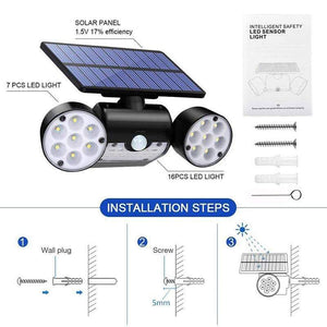 Outdoor Lamps 30 Led Rotating Dual Head Solar Sensor Garden Security Lights