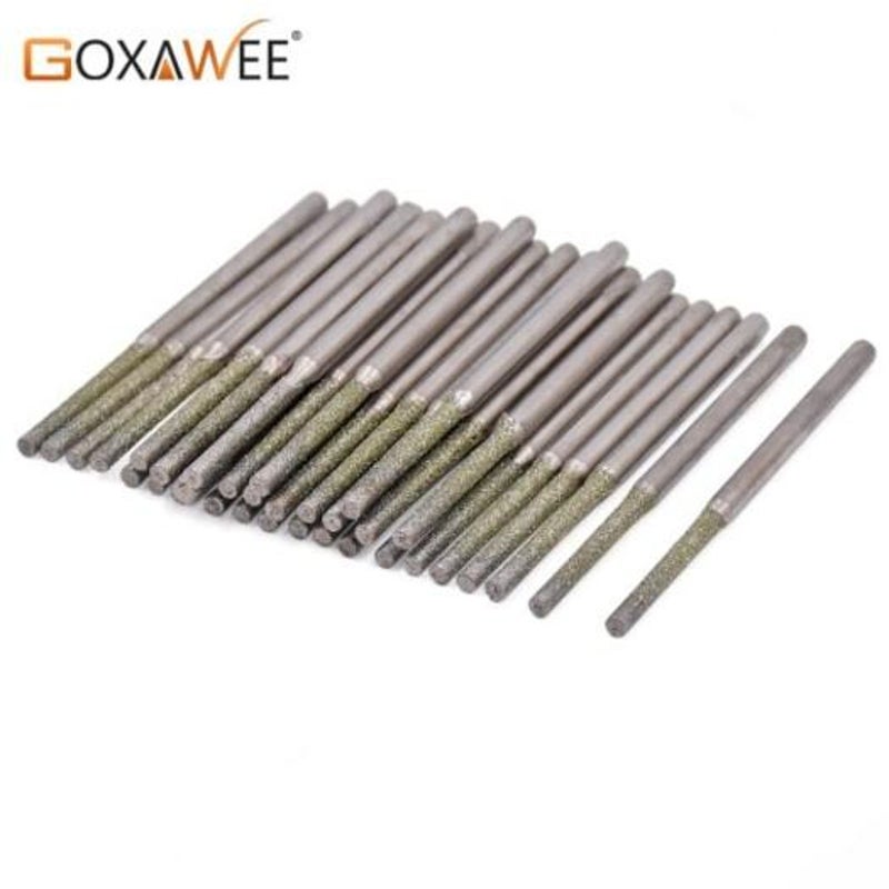 30Pcs Diamond Drill Bits Burs For Jewelry Gems Glass Tile Ceramic Holing Drilling Power Tool 8Mm Round