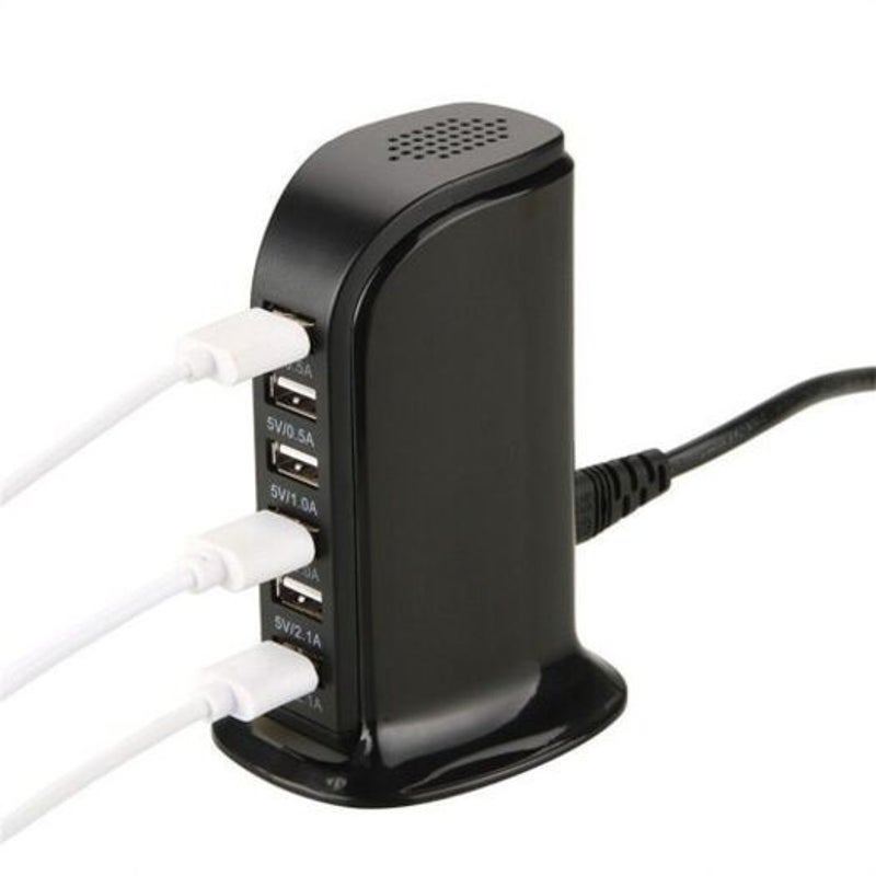 30W Multi 6 Port Usb Charger 6A Rapid Charging Station Desktop Travel Hub Black Plug Type