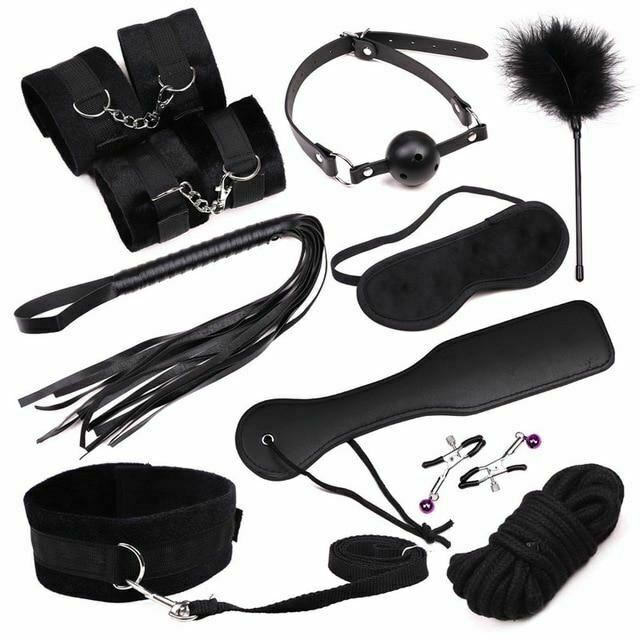 Black Red 10Pcs Bondage Kit Bdsm Beginner Set Sex Toys For Couples