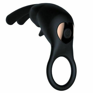 Rabbit Ears Penis Vibrator 10 Modes Rechargeable Vibrating Cock Ring Men