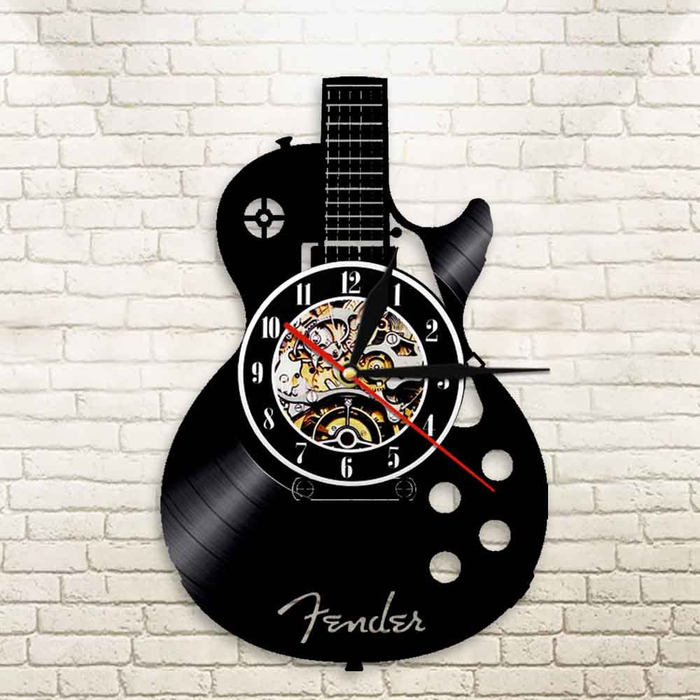 Retro Guitar Vinyl Record Wall Clock