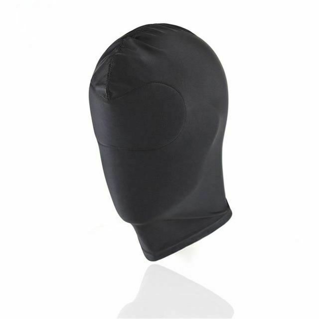 Black Hood Mask Stretchy Bdsm Head Bondage Fetish Kink Restraints