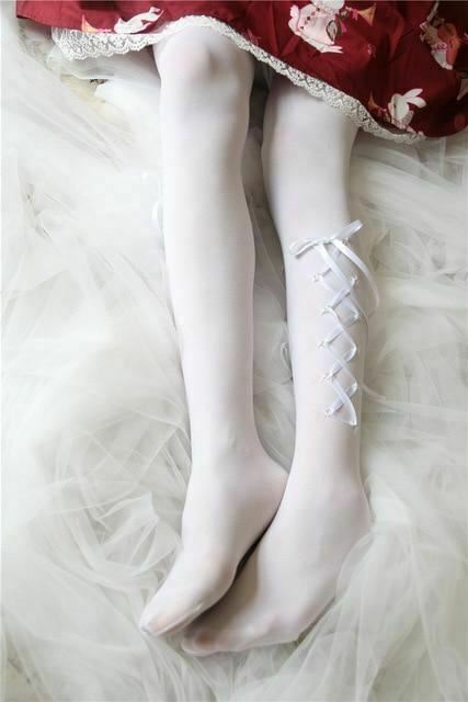 Women Lolita Lace Up Tights Anime Cosplay Pantyhose Stockings