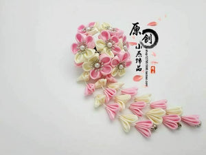 Handmade Lolita Hair Clip Cosplay Sakura Tassel Flower Cluster