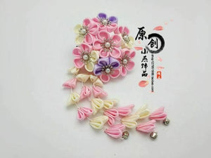 Handmade Lolita Hair Clip Cosplay Sakura Tassel Flower Cluster