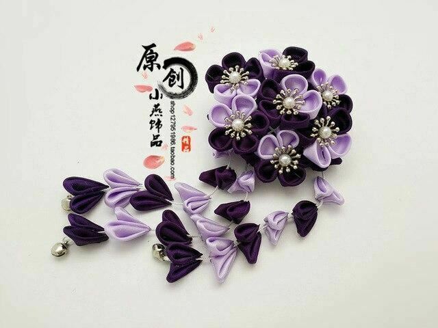 Handmade Lolita Hair Clip Cosplay Sakura Tassel Flower Cluster