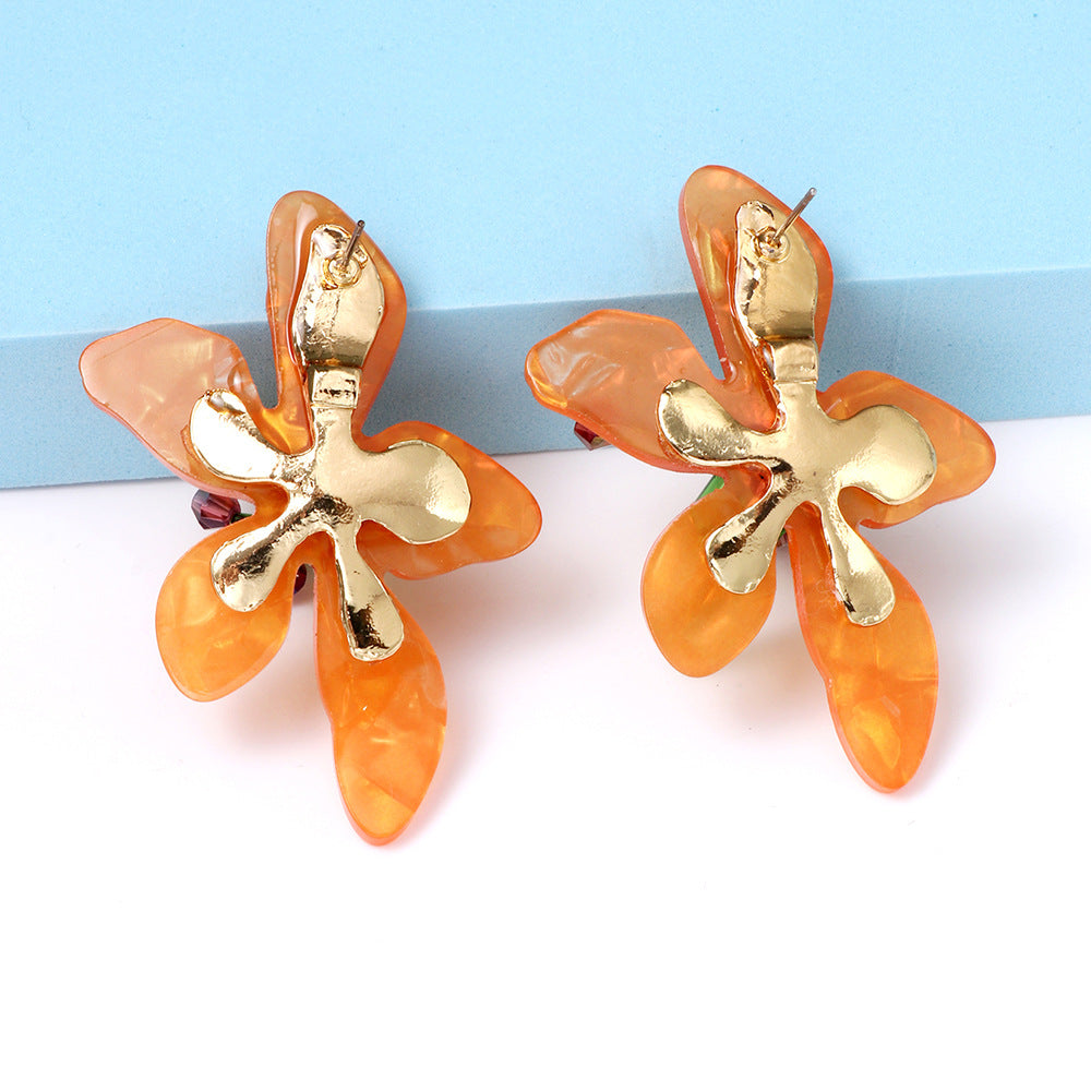Veile Studios Acrylic Flower Retro Beach Style Earrings Trendy Womens Jewelry Accessories