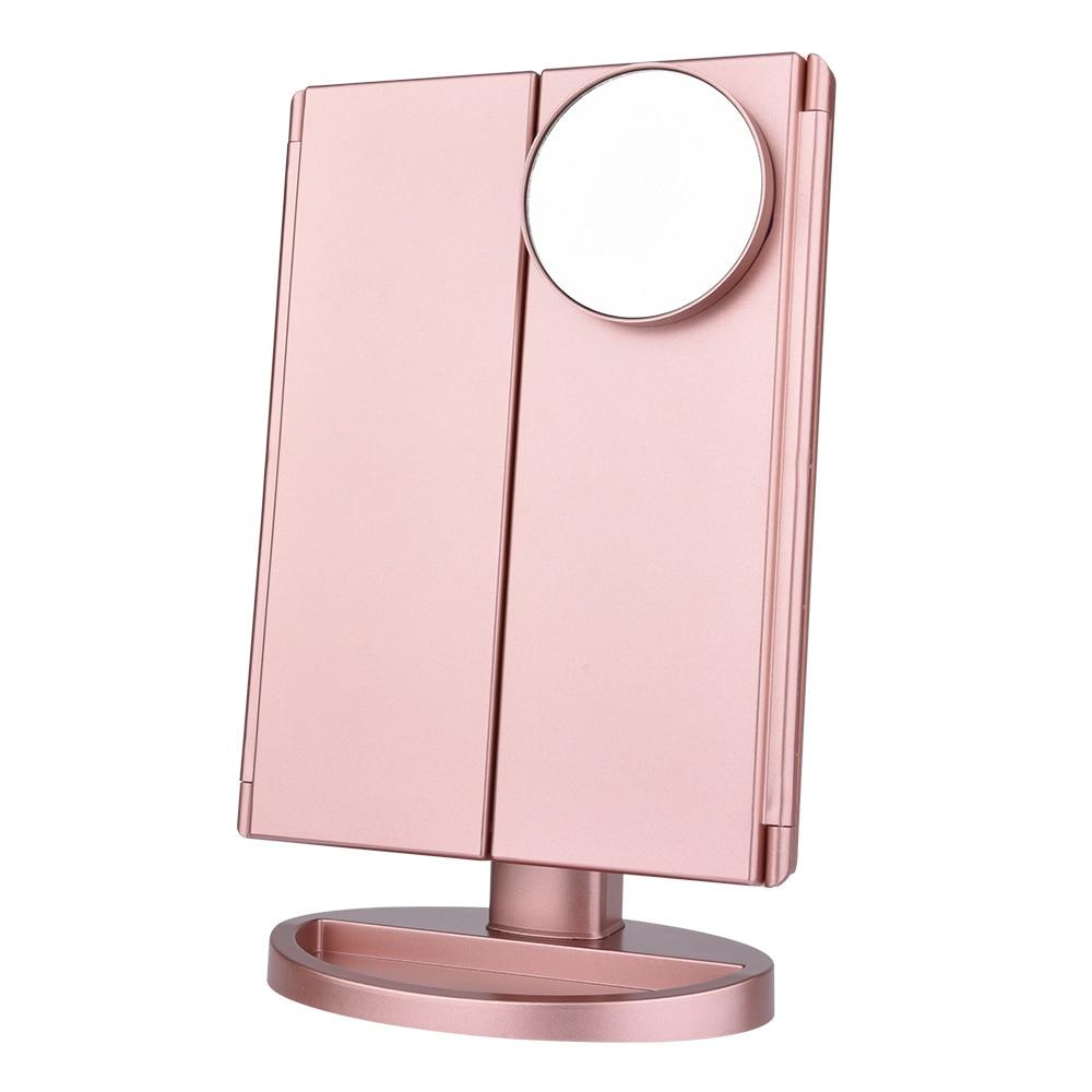 Desktop Rotating Folding Led Touch Screen 22 Light Makeup Magnifying Mirror