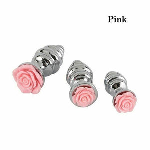 House Of Dasein Pink Rose Stainless Steel Metal Butt Plug Anal Training Bdsm