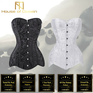 House Of Dasein Over Bust Hourglass Body Shaper Corset Black White Long Torso Bdsm Kink Fetish