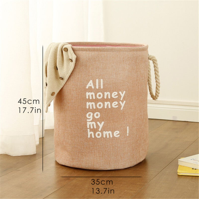 3545Cm Round Laundry Basket Bucket Organizer Baby Pink