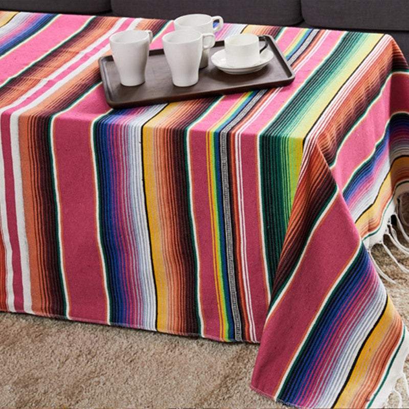 Tablecloths Vibrant Mexican Style Tassel Runner Towel