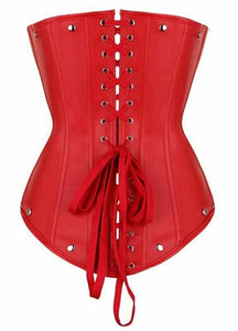 Black Red Under Bust Steel Boned Corset Sexy Punk Fetish Wear Women Bdsm