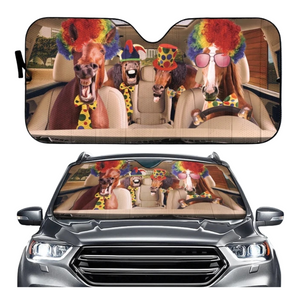 Funny Horse Driving 3D Printing Car Sun Visor Auto Decoration For Vehicle Parts Accessories