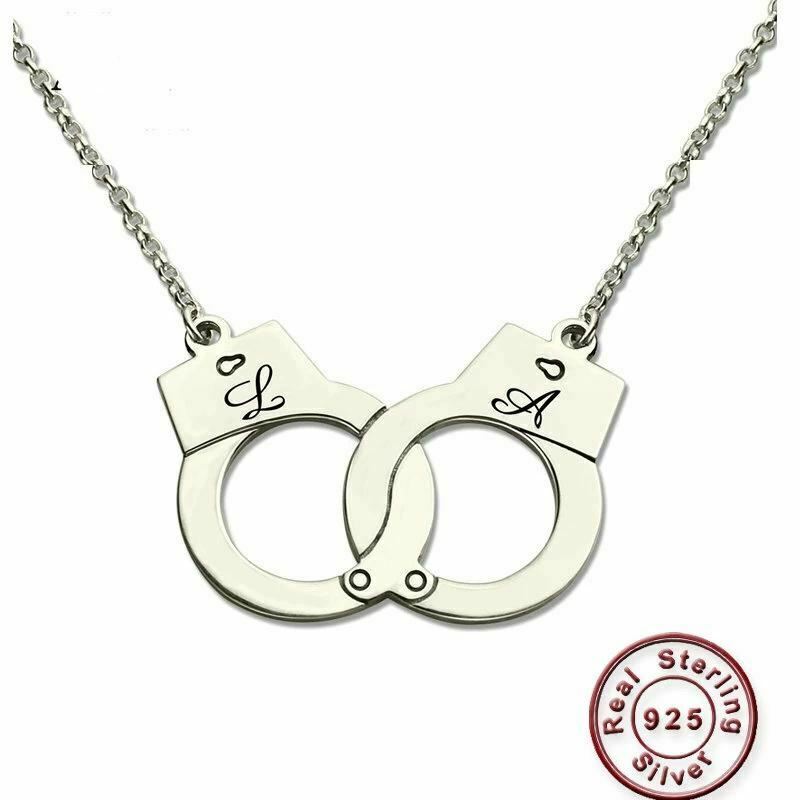 House Of Dasein Custom Initials Necklace Pendant Handcuffs Symbolic Jewellery Bdsm