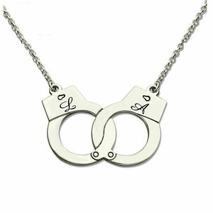 House Of Dasein Custom Initials Necklace Pendant Handcuffs Symbolic Jewellery Bdsm