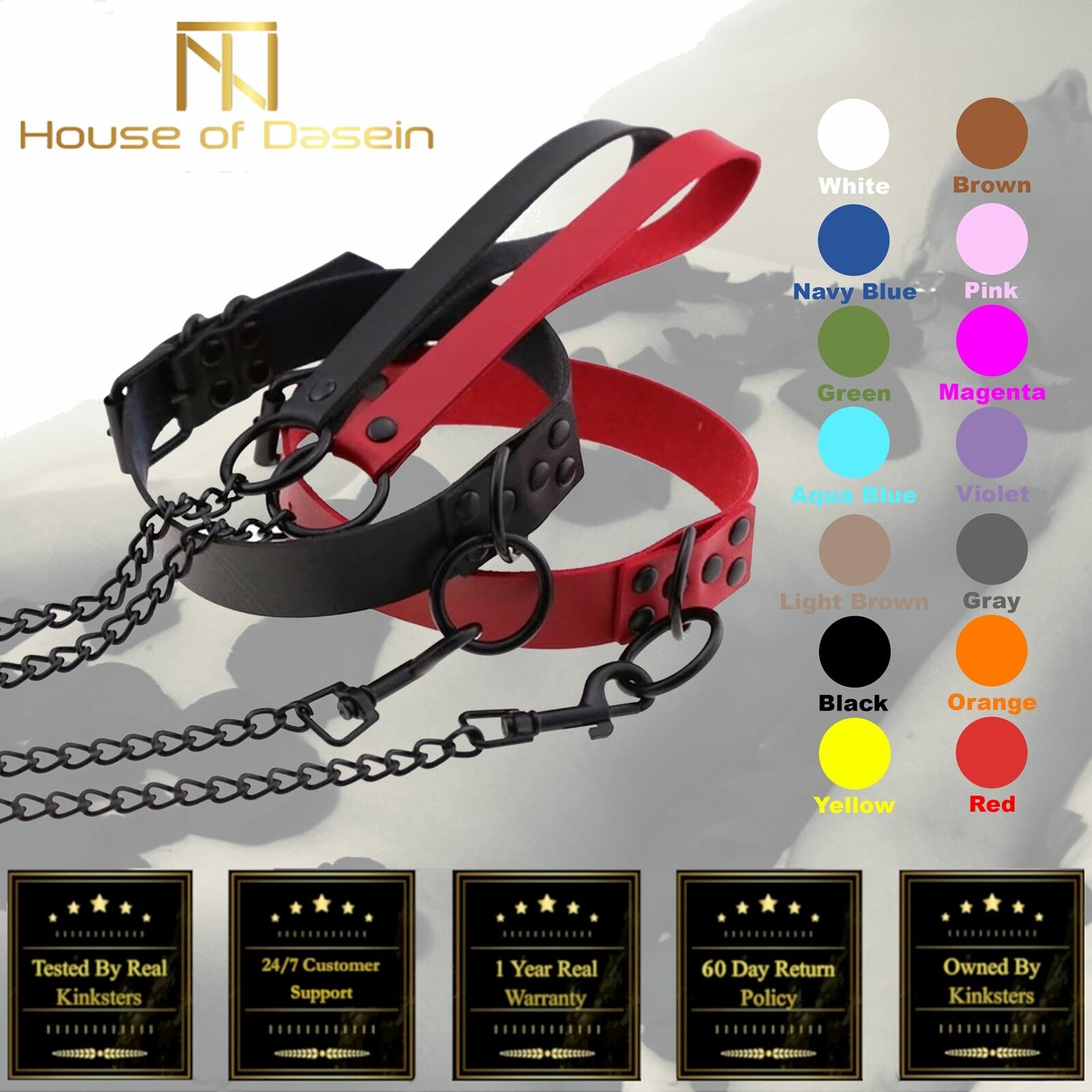 House Of Dasein Rivet Slave Collar With Leash Bdsm Bondage Pet Play Owned Submissive