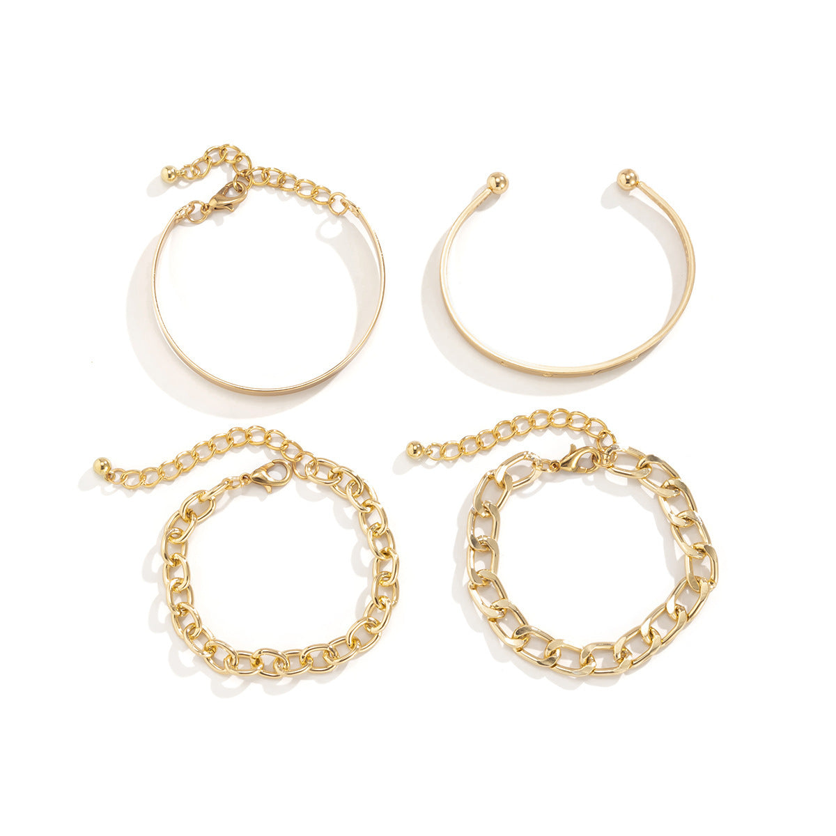 Veile Studios Simple And Smooth C Shaped Hollow Chain Bracelet Set For Fashion Jewellery