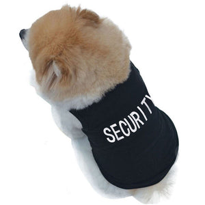 Black Printed Dog Security T Shirt Clothes