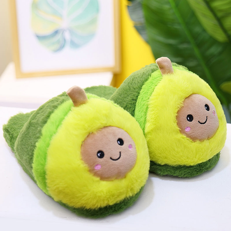 Cute Cartoon Avocado Plush Slippers