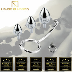 House Of Dasein Stainless Steel Anal With Cock Metal Butt Plug Penis Ring