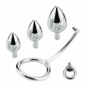 House Of Dasein Stainless Steel Anal With Cock Metal Butt Plug Penis Ring