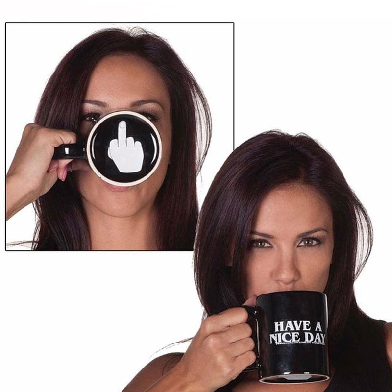 Novelty Coffee Cup Have A Nice Day Middle Finger Ceramic Mug