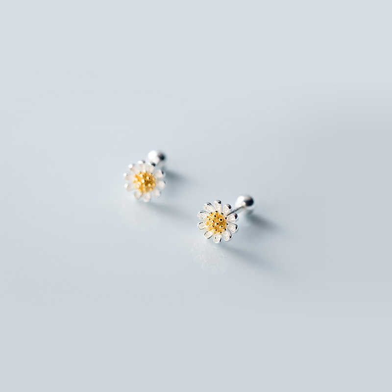 Veile Studios S925 Silver Daisy Flower Earrings For Women Simple Korean Fashion Jewellery