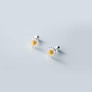 Veile Studios S925 Silver Daisy Flower Earrings For Women Simple Korean Fashion Jewellery