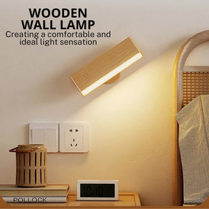 Yellow Touch Control Dimmable Wooden Led Wall Light Minimalist Design