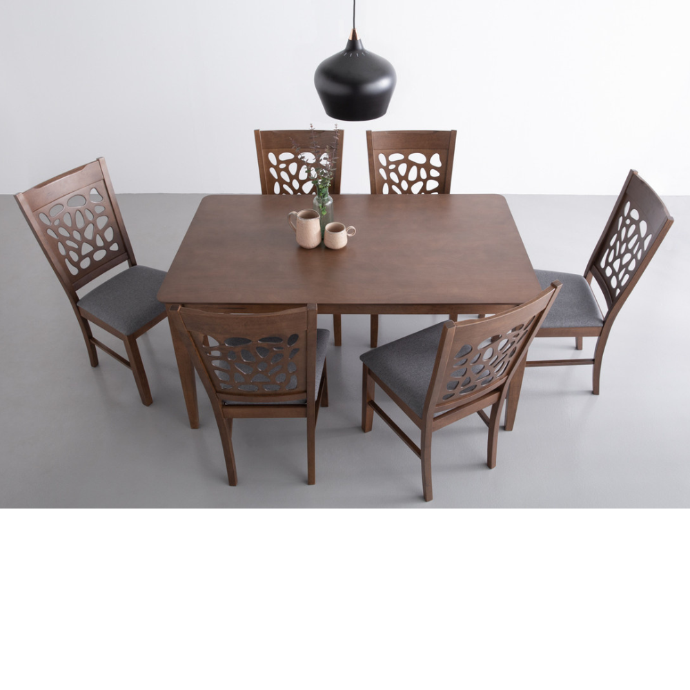 Allegro Dining Table + 6X Asbel Chair 7 Piece Set Cocoa