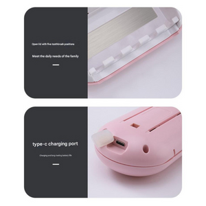 Pink Wall Mounted Toothbrush Sterilizer With Uv C Disinfection And Drying Usb Rechargeable Family 5 Brush Holder Abs Mat