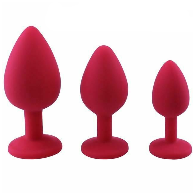 House Of Dasein 3 Set Silicone Crystal Jewel Butt Plugs Tear Drop Anal