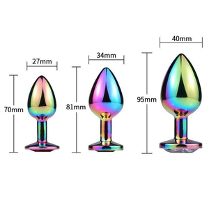 House Of Dasein 3 Sizes Stainless Steel Rainbow Anal Sex Toys Jewel Metal Butt Plug