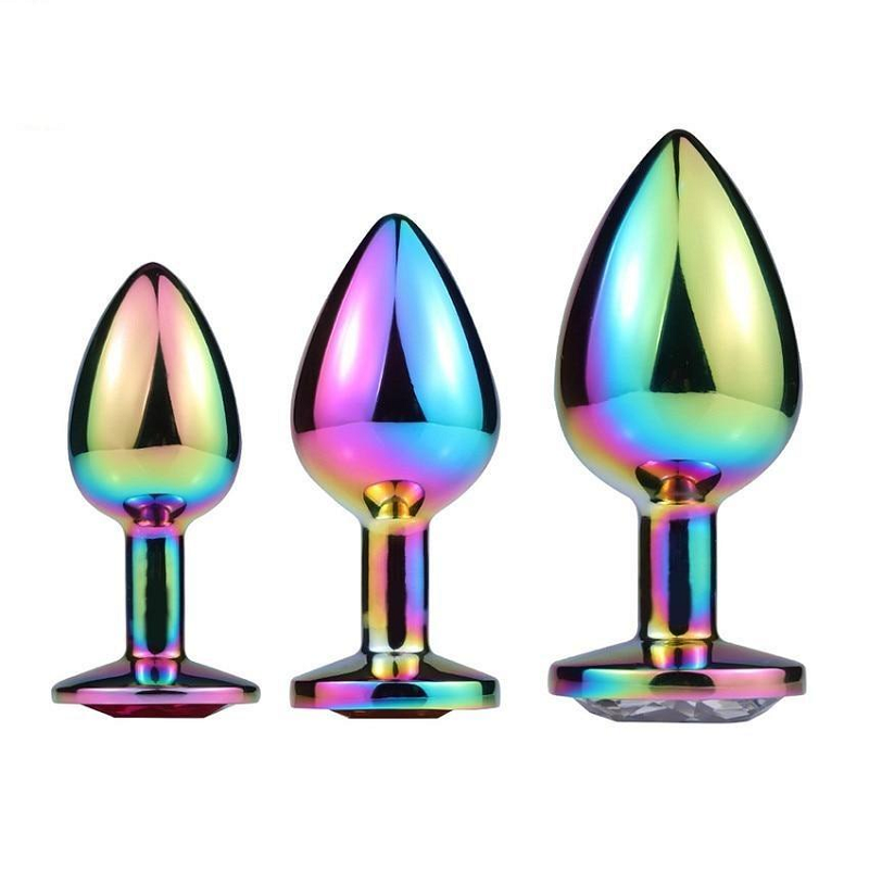 House Of Dasein 3 Sizes Stainless Steel Rainbow Anal Sex Toys Jewel Metal Butt Plug