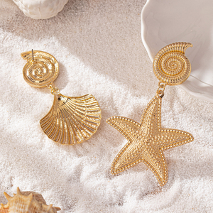 Veile Studios Gold Metallic Starfish Shell Earrings With Personalised High End Temperament