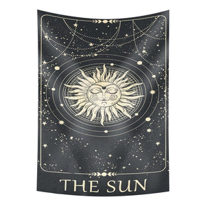 Tapestry Gray Sun 150X100 Cm Tarot Card Psychedelic Scene Art Bohemian Decoration