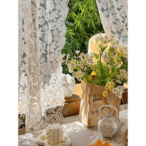 Curtain White Rod Pocket Modern Embroidered Sheer Curtains For Garden