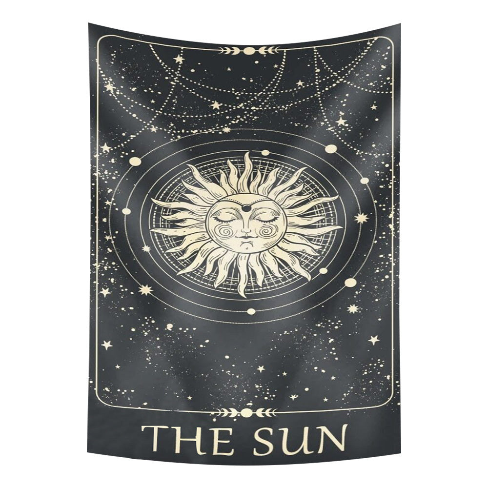 Tapestry Gray Sun 95X70 Cm Tarot Card Psychedelic Scene Art Bohemian Decoration