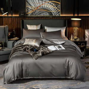 Bed Sheet Deep Grey Light Ultra Soft Luxury Egyptian Cotton Cover Full Size Set