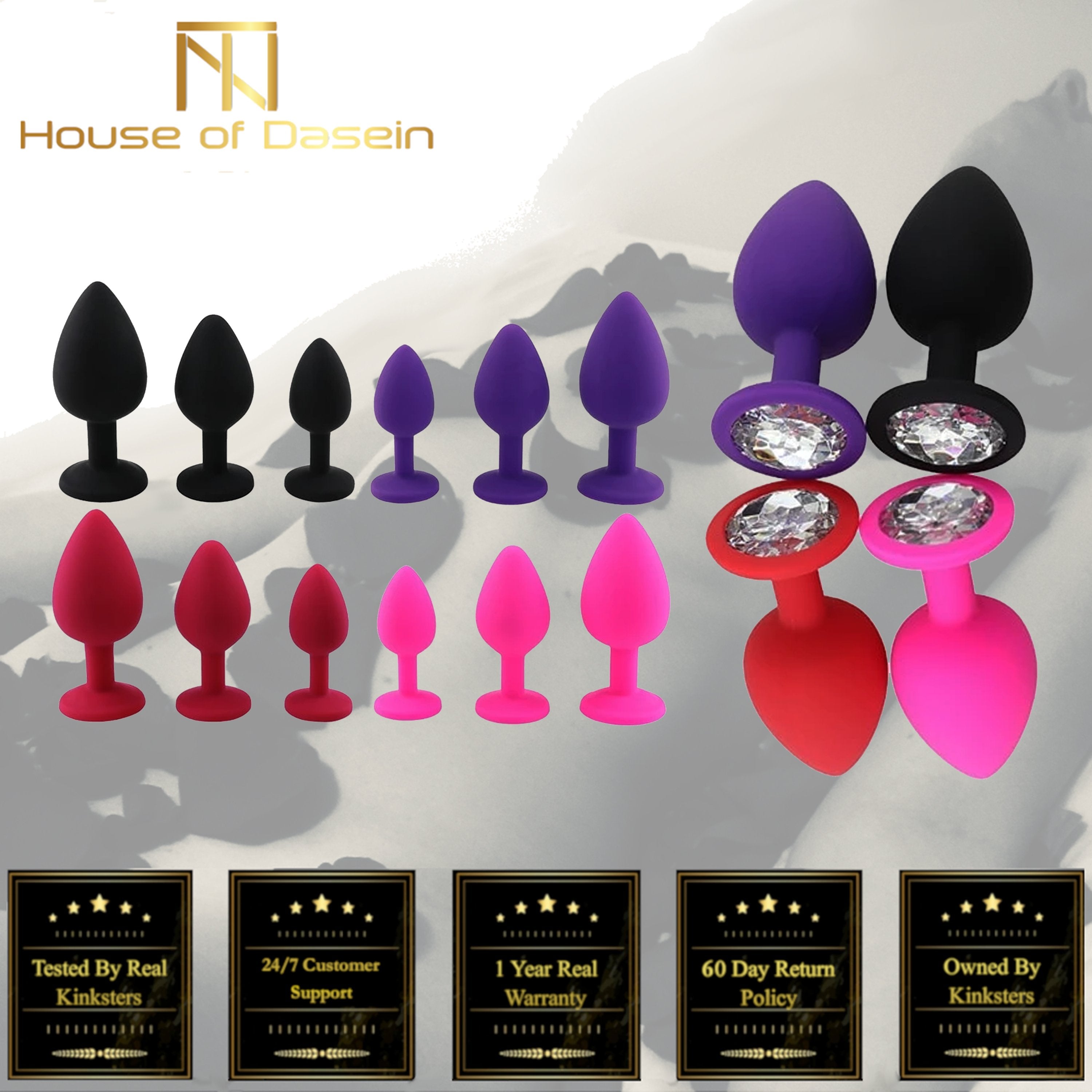House Of Dasein 3 Set Silicone Crystal Jewel Butt Plugs Tear Drop Anal