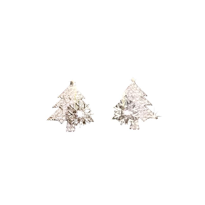 Veile Studios Christmas Tree Earrings Rhinestone Snowflake Jewelry Gifts