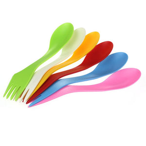 3Bags 6Pcs / Spoon Fork Knife Camping Hiking Picnic Utensils Spork Combo Travel Gadget Cutlery