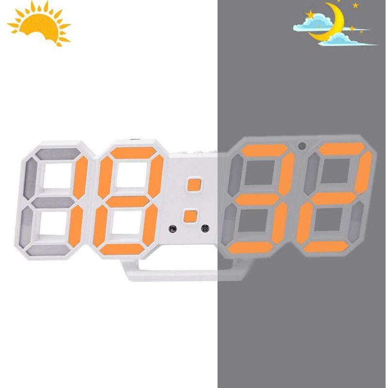 Clocks 3D Digital Alarm Wall Mounted Led Time With Automatically Adjustable Brightness Levels Electronic Snooze Function